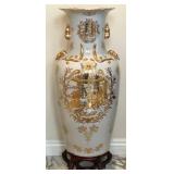 K - CHINESE WHITE PORCELAIN & GILT FLOOR VASE 42'T