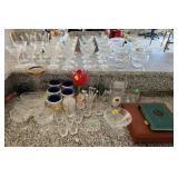 K - MIXED LOT OF GLASSWARE, BOOKS