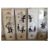 K - FOUR VINTAGE CHNESE ART PANELS 36X12'EA