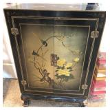 K - HAND PAINTED LACQUER WARE CABINET 35X14X23'