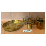 K - VINTAGE IRISH COFFEE CUPS, TRAY