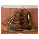 K - BRASS CLIPPER SHIP WALL DECOR 26.5X29'