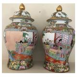 K - CHINESE ROSE MEDALLION PORCELAIN GINGER JARS