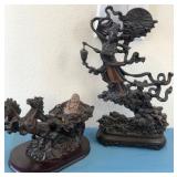 K - LAUGHING BUDDHA & JAPANESE GODDESS FIGURES
