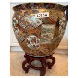 K - JAPANESE SATSUMA STYLE FISHBOWL/ JARDINIERE