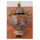 K - VINTAGE JAPANESE SATSUMA STYLE URN 22'T