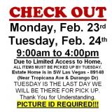 AUCTION PICK UP DAYS & HOURS