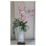 K - ART GLASS VASE & FAUX FLOWERS