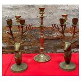 357 - BRASS CANDLE STICK HOLDERS(W64)
