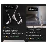 PAIR OF GEORG JENSEN STAINLESS STEEL CANDLE HOLDER