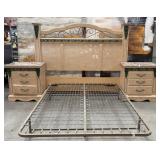 357 - BED FRAME, HEADBOARD & NIGHTSTANDS (W17)