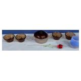 11 - GLASS ROSE,CHARCAOL BOWLS AND MORE(H34)