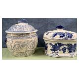 11 - TWO CHINESE CERAMIC LIDDED JARS (P90)