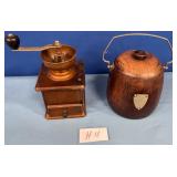 11 - VINTAGE WOODEN COFFEE GRINDER /COFFEE STORAGE