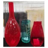 11 - THREE ART GLASS VASES (G45)