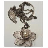 700 - 1930'S STERLING SILVER WITH PEARL NECKLACE