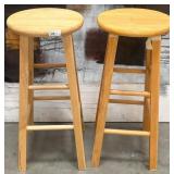 357 - PAIR OF WOODEN BAR STOOLS