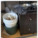 M - TWO-DRAWER CABINET, PET BOWLS, BUCKETS (G23)