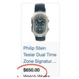 M - PHILIP STEIN DUAL TIME ZONE WATCH (J49)