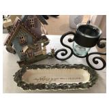 M - LIGHTED COTTAGE, CANDLE HOLDER, DISH (L42)