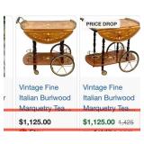 M - VINTAGE ITALIAN MARQUETRY BAR CART (L75)