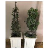 M - TWO PLANTERS WITH FAUX IVY 36"T (L60)