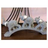 L - DECORATIVE POLYSTONE ELEPHANT TRIO SCULPTURE