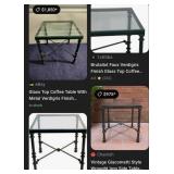 V - VINTAGE GLASS TOP ACCENT / SIDE TABLE