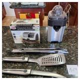 V - KNIFE SHARPENER, JUICER, BBQ UTENSILS (K29)