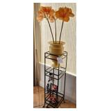 V - VASE WITH FAUX FLOWERS, PLANT STAND (K3)