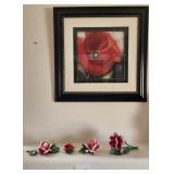 V - FRAMED ART & CAPODIMONTE FLOWERS
