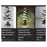 V - FIVE CERAMIC CHRISTMAS VILLAGE TREES (G36)