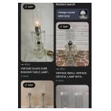 V - TWO VINTAGE CRYSTAL HURRICANE LAMPS (G47)