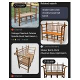 V - VINTAGE WOOD & SPINDLE BENCH (A4)