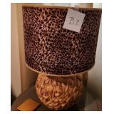 V - WICKER TABLE LAMP WITH ANIMAL PRINT SHADE (B2)