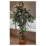 V - FAUX TREE IN COPPER-TONE PLANTER (M7)