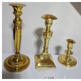 V - LOT OF THREE CANDLESTICKS (G49)