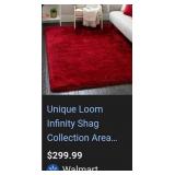 V - MOON SHAGGY RED RUG 7'X10'9' (C26)