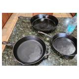 V - TRIO CAST IRON FRYING PANS