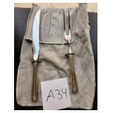 V - STERLING SILVER HANDLED CARVING SET (A34)