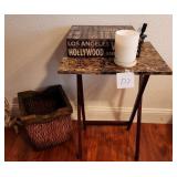 V - FOLDING TABLE, WASTE BASKET, DECOR BOX, CANDLE