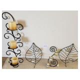 V - LOT OF FOUR CANDLE HOLDERS WITH CANDLES (M3)