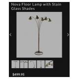 V - FLOOR LAMP WITH STAINED GLASS SHADES (L8)