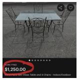 V - GLASS TOP TABLE WITH SIX CHAIRS (K4)