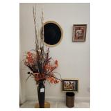 V - VASE WITH FAUX FLOWERS & WALL DECOR (F8)