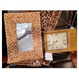 V - VINTAGE CLOCK & FRAMED MIRROR (D12)