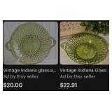V - TWO PIECES VINTAGE COLLECTIBLE GREEN GLASS