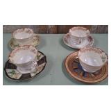 12 - MIXED BONE CHINA TEACUPS & SAUCERS (P49)