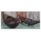 12 - TWO REPLICA WOODEN BOATS/ BASKETS (P5?)