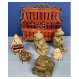 357 - DECORATIVE BASKET & MIXED FIGURINES (W236)